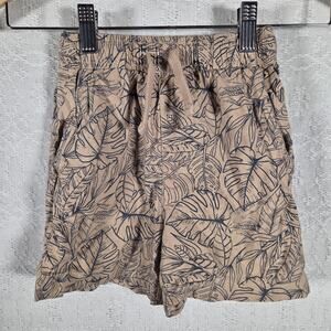 Tommy Bahama Kids Boys Shorts Size 5/6 Tan Tropical Leaf Print Drawstring